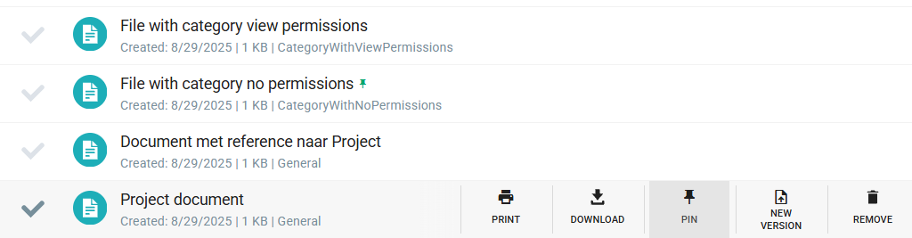 Pinned content item on the hub